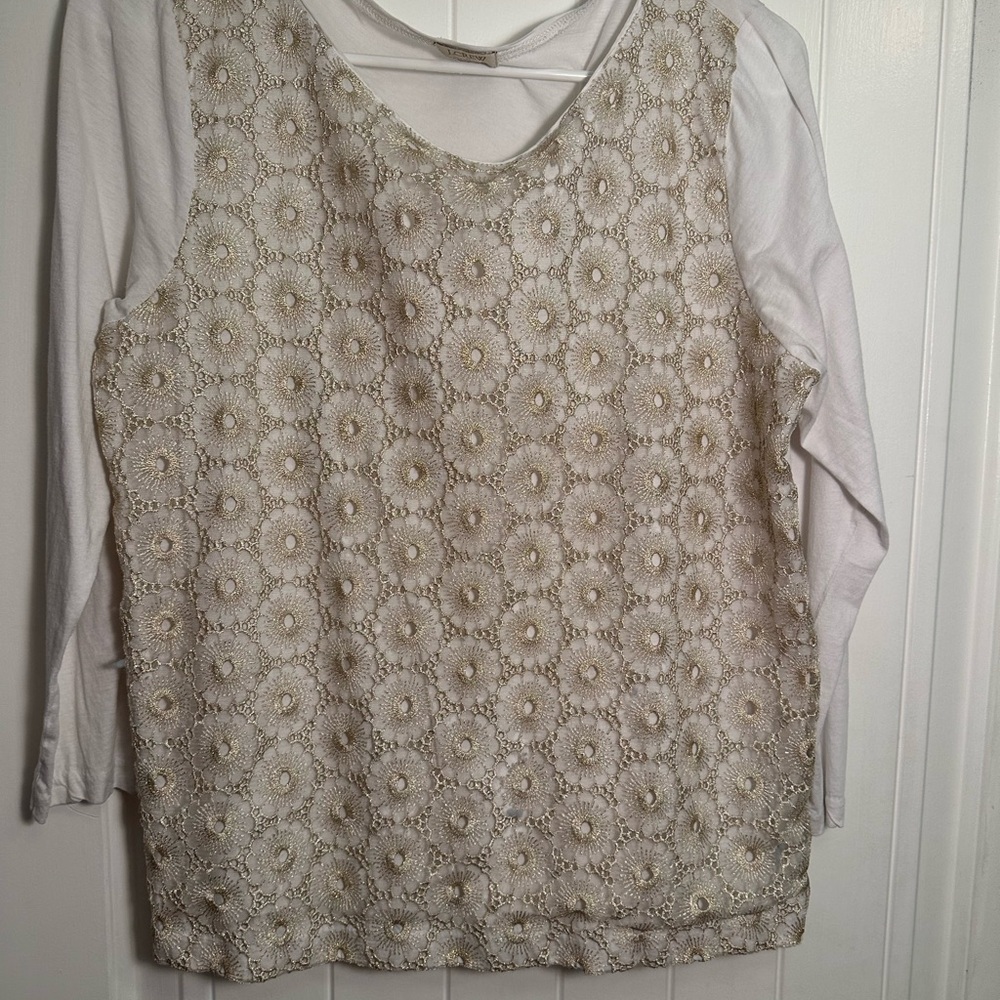 J. Crew White Embellished Blouse